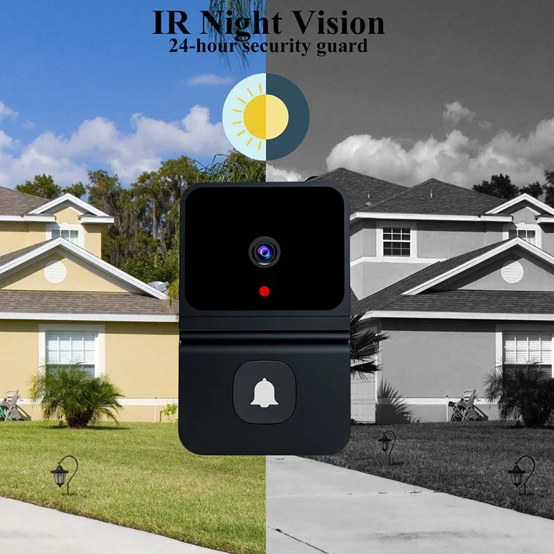 WiFi Video Doorbell with HD Camera, PIR Motion Detection, IR Alarm, Wireless Intercom for Smart Home Security