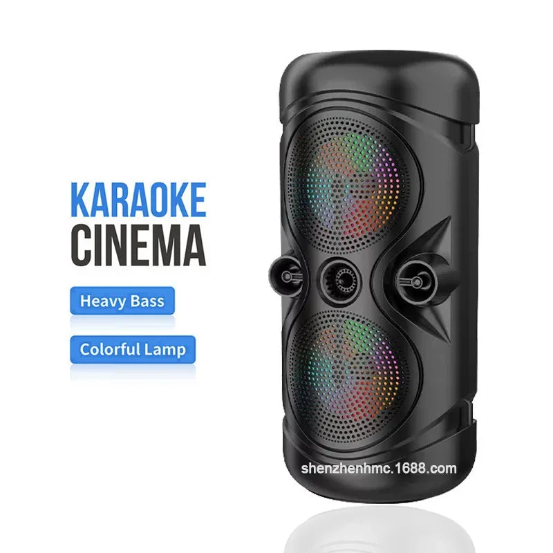 Double 4-Inch Bluetooth Speaker with Colorful Lights and MIC