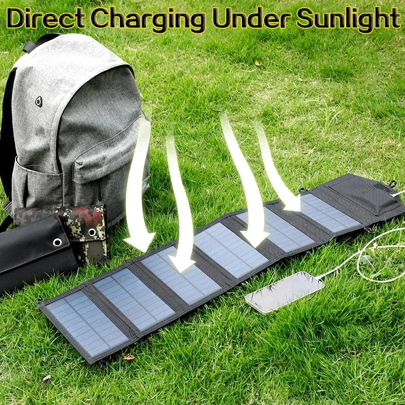 800W Foldable Solar Panel - Portable 6-Fold Solar Charger with USB 5V DC, Mobile Power Supply