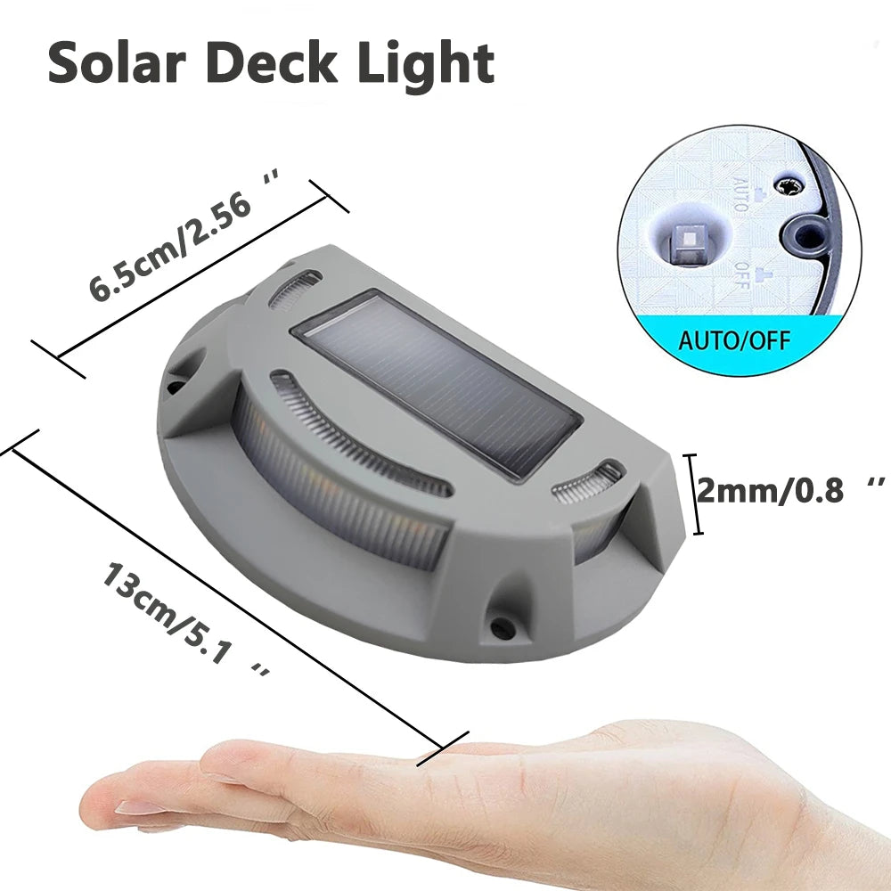 Solar LED Stair Light Outdoor Waterproof Deck Light Garden Ground Step Light Solar Power Driveway Dock Lighting