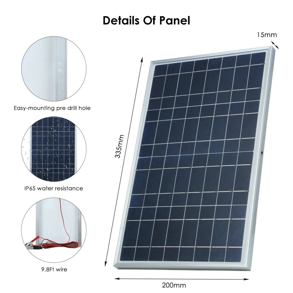 300W Portable Solar Panel 12V - Outdoor Rechargeable Solar Kit, Household Solar Generator, RV Power Supply, Solar Charger