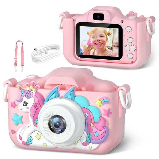 Children's 1080P HD Digital Video Camera - 2.0-inch Screen, Toddler Camera with Silicone Case, Perfect for Christmas and Birthday Gifts