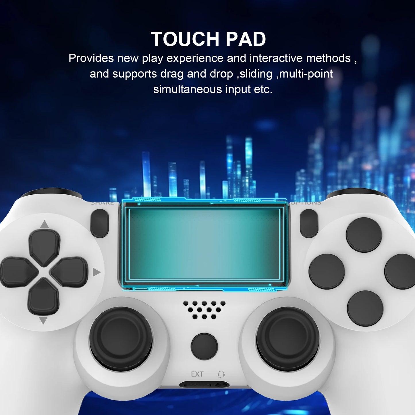 Wireless Bluetooth Gamepad - No Delay Controller for PS4, PS3, PC, Six-Axis Dual Vibration with Touchpad