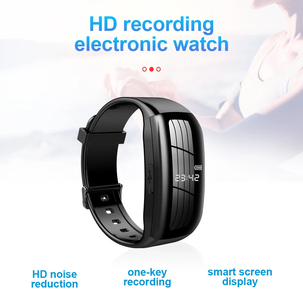 Smart Recording Wristband D5/D6 - Digital Audio Recorder with 8GB Memory, 1080P Camera, and Date-Time Display