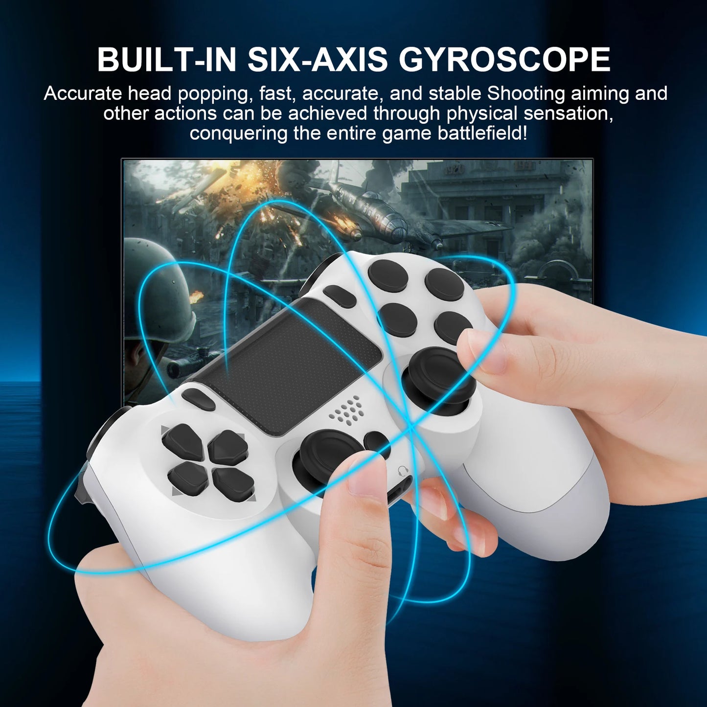 Wireless Bluetooth Gamepad - No Delay Controller for PS4, PS3, PC, Six-Axis Dual Vibration with Touchpad