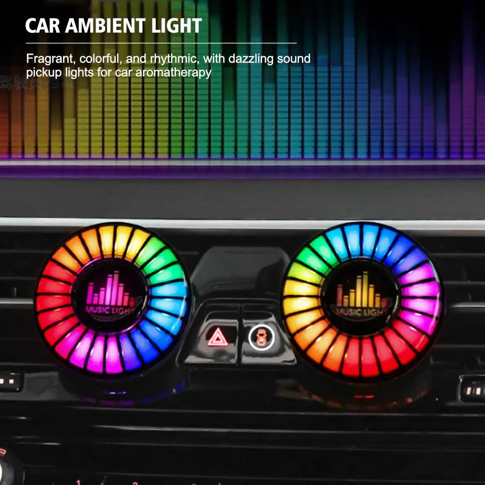 Car Music Rhythm Lamp Air Freshener - RGB 256 Colors Sound Voice Rhythm Atmosphere Light